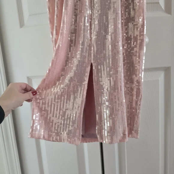 Eliza J Women's Sequined Rosette Halter Dress Size 2 Pink - Picture 8 of 9